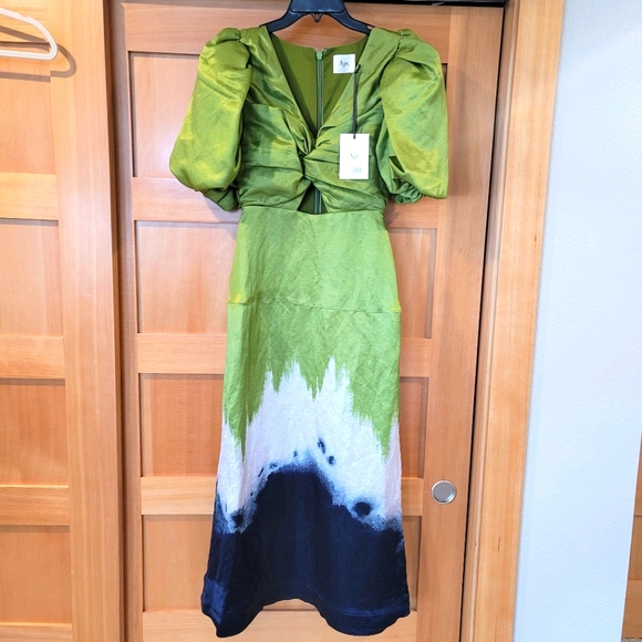 Aje Arcadian Knot Dress With Puff Slee 